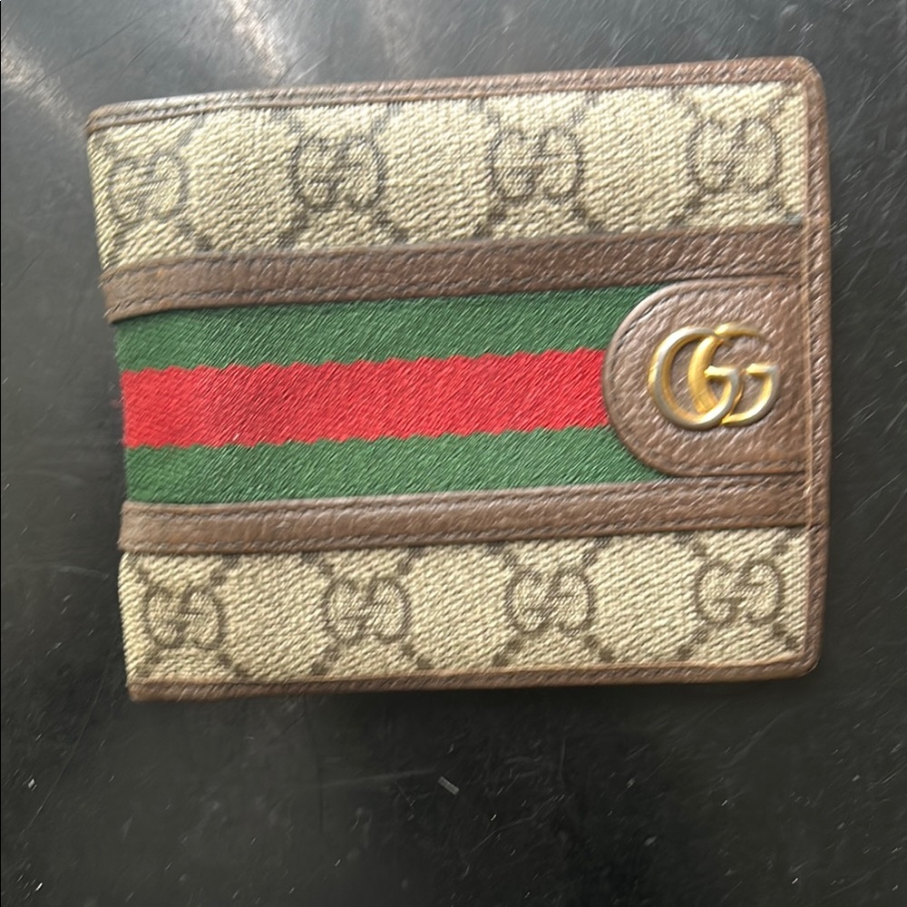 Gucci Men's Brown and Green Wallet